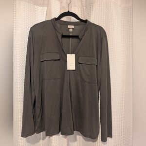 A New Day Army Green Long Sleeve Blouse